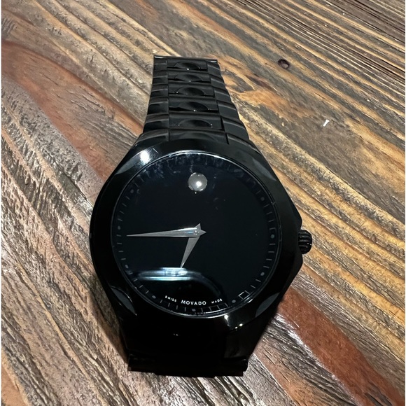 Men’s MOVADO Watch Diamond Dial.  All black .  Purchase Price $1095.00 - Picture 5 of 7